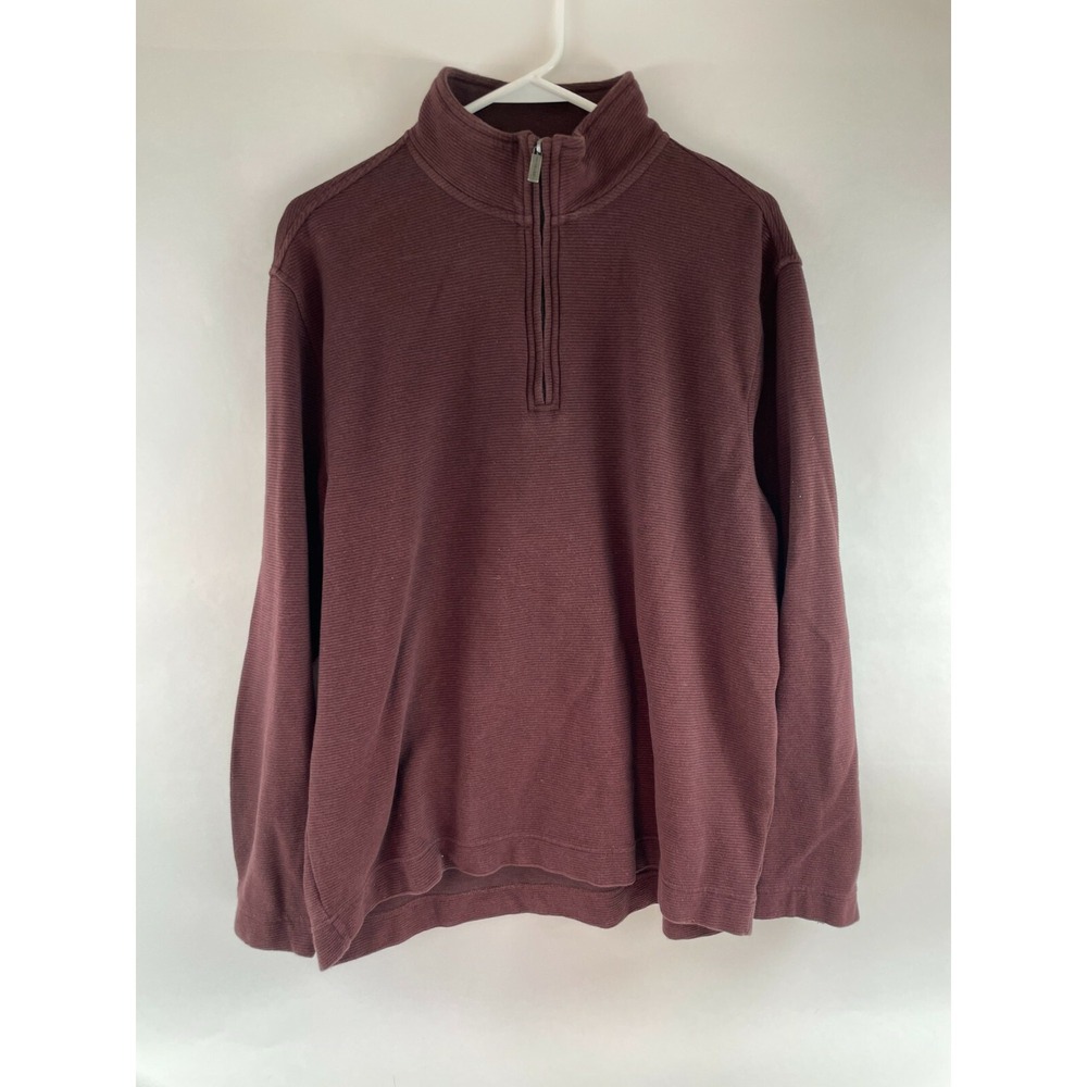 Van Heusen Sweatshirt Women's Size L Burgundy 1/4 Zip Up Mock Neck Long Sleeve